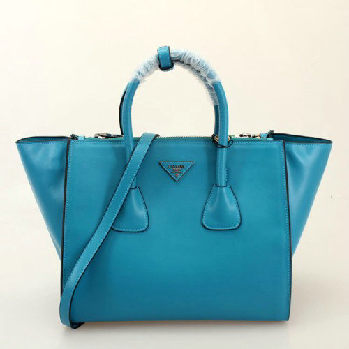 2014 Prada Glace Calf Leather Tote Bag BN2619 lightblue